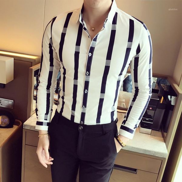 men's casual shirts men long sleeve shirt striped trend of england handsome hairstyle division men's clothing cultivate one's, White;black
men's casual shirts men long sleeve shirt striped trend of england handsome hairstyle division men's clothing cultivate one's, White;black