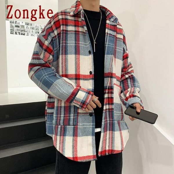 zongke casual plaid wool men coats winter trench coat men jacket 2020 winter jacket coat m-2xl, Black
