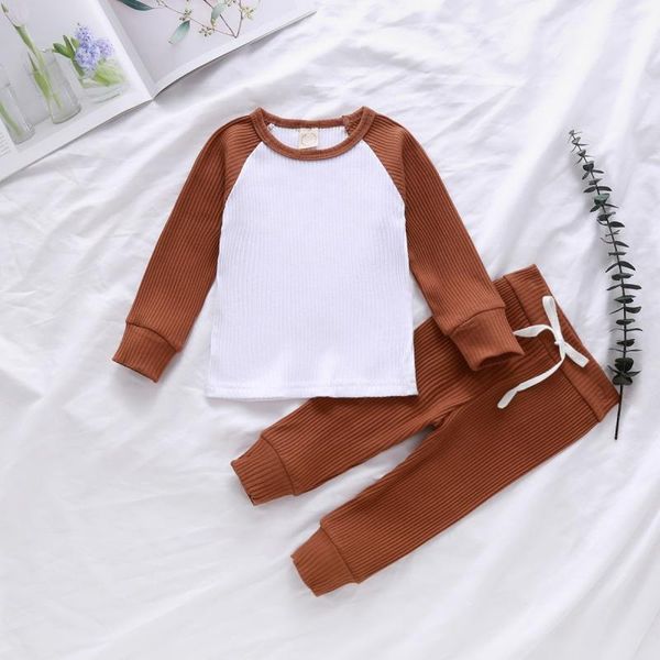 2020 autumn new children's clothing knitted pit stripe contrast color blouse trousers two-piece suit1, White
2020 autumn new children's clothing knitted pit stripe contrast color blouse trousers two-piece suit1, White