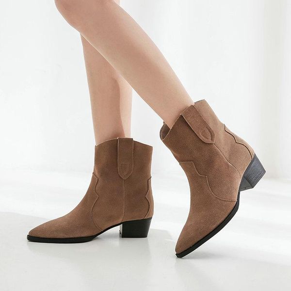 boots natural suede western cowboy autumn winter women thick low heel ankle pointed toe fashion leather ladies shoes, Black
boots natural suede western cowboy autumn winter women thick low heel ankle pointed toe fashion leather ladies shoes, Black