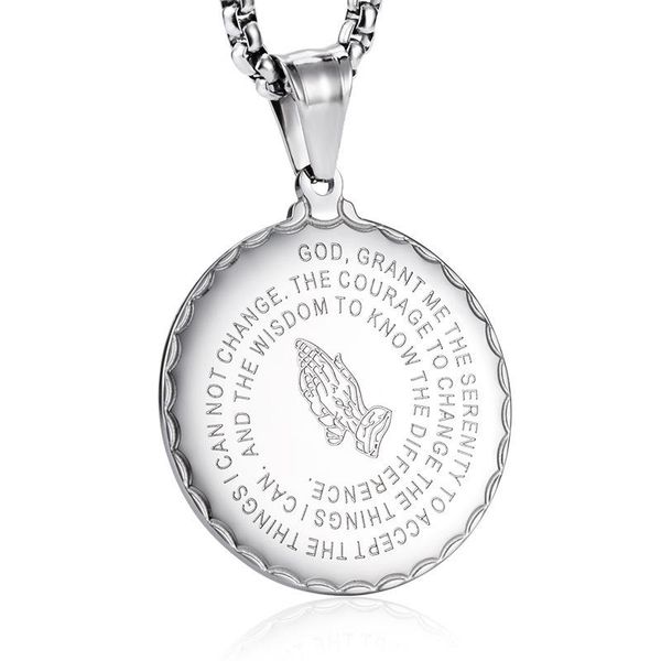 pendant necklaces gold black bible verse prayer for men the praying hands coin medal necklace christian jewelry gift 24'', Silver
pendant necklaces gold black bible verse prayer for men the praying hands coin medal necklace christian jewelry gift 24'', Silver