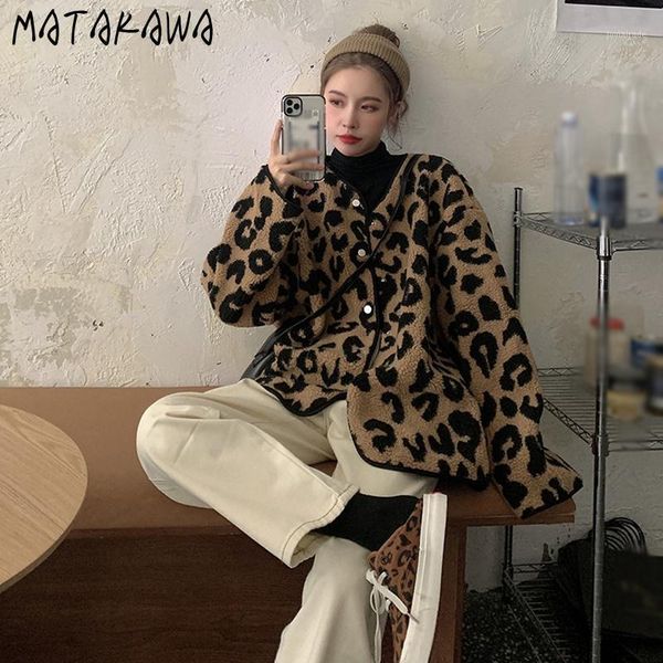 women's jackets matakawa loose v-neck single breasted jacket women autumn and winter korean retro leopard print long-sleeved lamb wool, Black;brown
women's jackets matakawa loose v-neck single breasted jacket women autumn and winter korean retro leopard print long-sleeved lamb wool, Black;brown