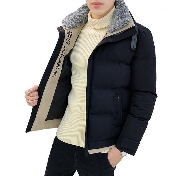 men's down & parkas 2021 handsome casual short jacket winter street slim workwear cotton lamb collar trend cotton1, Black 
men's down & parkas 2021 handsome casual short jacket winter street slim workwear cotton lamb collar trend cotton1, Black
