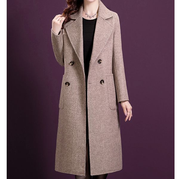 autumn winter women's woolen coat temperament double breasted turn down collar fashion female casual slimming mid-length jacket, Black
autumn winter women's woolen coat temperament double breasted turn down collar fashion female casual slimming mid-length jacket, Black
