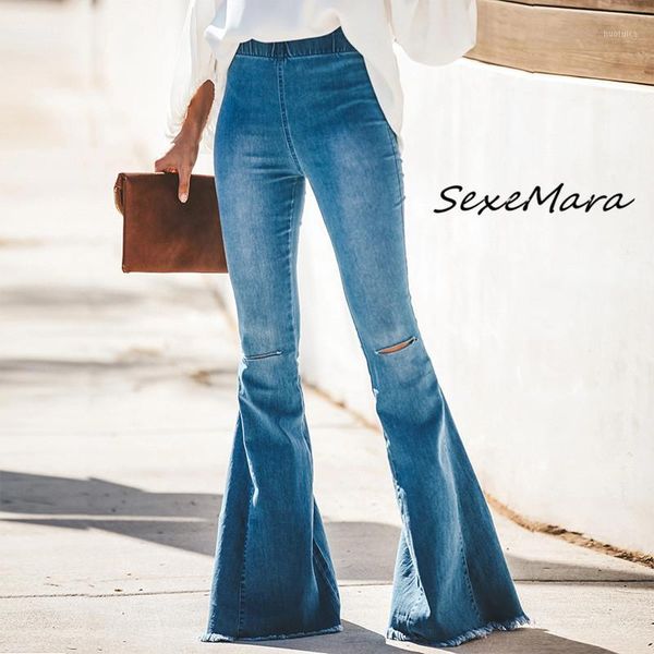 2020 fashion women flare jeans elastic waist hole tassel distressed ripped women blue jeans1
2020 fashion women flare jeans elastic waist hole tassel distressed ripped women blue jeans1