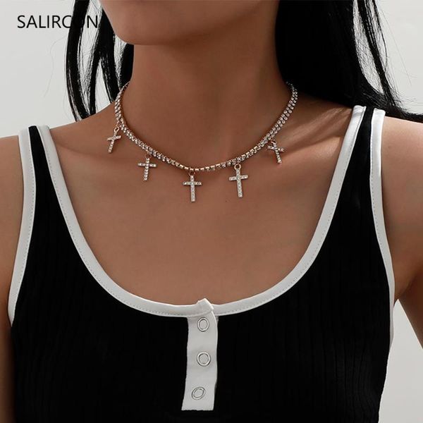 salircon kpop luxury rhinestone cross pendant necklace vintage tennis chain necklace for women statement jewelry gift 2020 trend, Silver
salircon kpop luxury rhinestone cross pendant necklace vintage tennis chain necklace for women statement jewelry gift 2020 trend, Silver