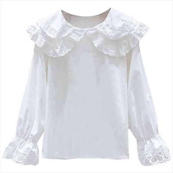 womens spring autumn style blouse womens solid color peter pan collar long sleeve ruffles elegant casual dd8436, White
womens spring autumn style blouse womens solid color peter pan collar long sleeve ruffles elegant casual dd8436, White