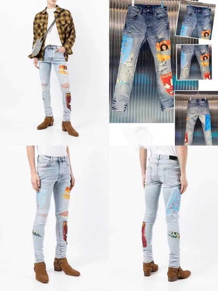 european and american mens jeans new wash old tie-dye patch water ripple patchwork blue slim fit
european and american mens jeans new wash old tie-dye patch water ripple patchwork blue slim fit