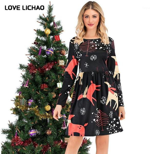 christmas dress woman 2020 autumn winter printed long sleeve dress for women vestido de mujer women clothes1, Black;gray
christmas dress woman 2020 autumn winter printed long sleeve dress for women vestido de mujer women clothes1, Black;gray