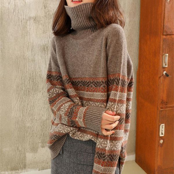 women 2021 autumn winter new turtleneck sweater female loose thick pullover cashmere ladies knit bottoming q478, White;black
women 2021 autumn winter new turtleneck sweater female loose thick pullover cashmere ladies knit bottoming q478, White;black