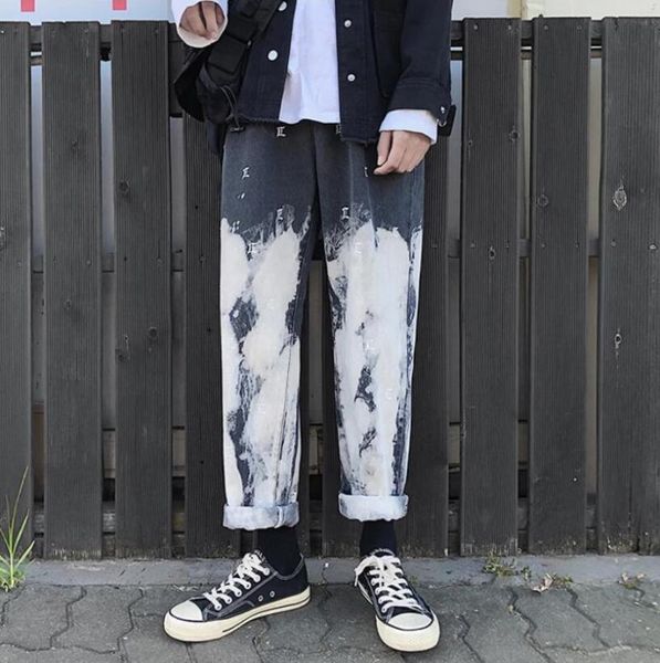 men korean gradient black jeans mens 2020 embroidery streetwear baggy denim pants male hip hop wide leg pants w1447, Blue
men korean gradient black jeans mens 2020 embroidery streetwear baggy denim pants male hip hop wide leg pants w1447, Blue