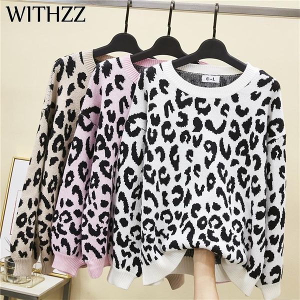 withzz spring autumn new arrival women leopard print knitting sweater fashion pullovers streetwear casual smock loose, White;black
withzz spring autumn new arrival women leopard print knitting sweater fashion pullovers streetwear casual smock loose, White;black