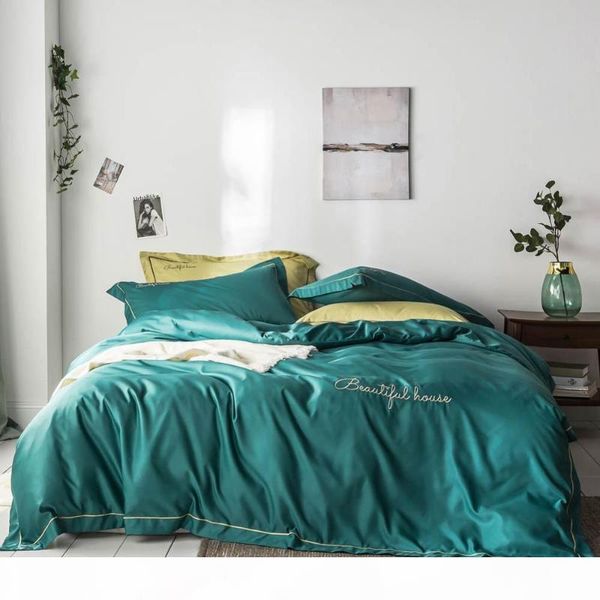 2020 fashion solid dark green embroidery bedlinens artificial silk satin duvet cover set king bedsheet bedding set
2020 fashion solid dark green embroidery bedlinens artificial silk satin duvet cover set king bedsheet bedding set