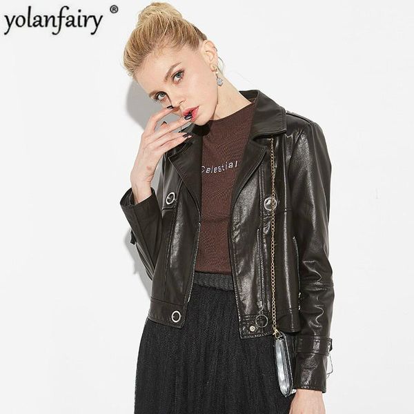 women's leather & faux fashion genuine jacket women short motorcycle korean spring autumn cuero genuino y-1911 pph376, Black
women's leather & faux fashion genuine jacket women short motorcycle korean spring autumn cuero genuino y-1911 pph376, Black
