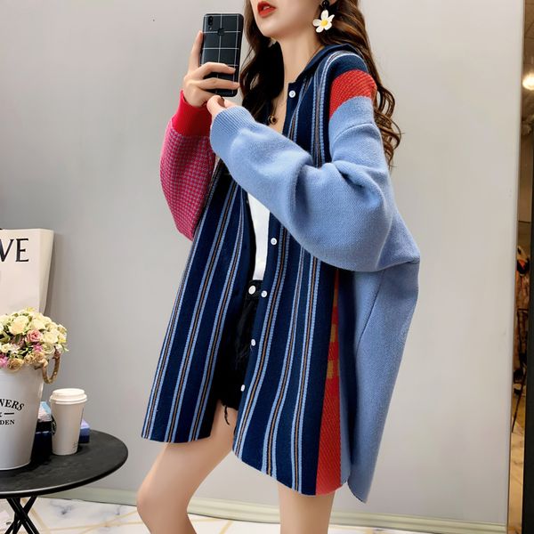 2021 new winter striped cardigan women's single-breasted woman's knitted or crocheted fashion sweater big size hbj1, White;black
2021 new winter striped cardigan women's single-breasted woman's knitted or crocheted fashion sweater big size hbj1, White;black