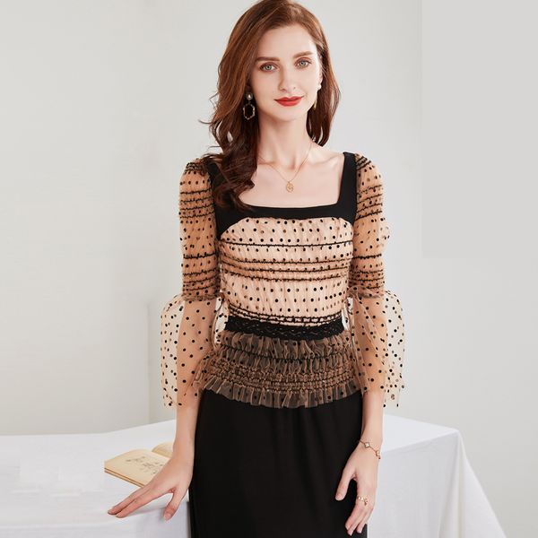 women's runway designer dresses squared neckline long sleeves patchwork ruffles elegant fashion long dresses vestidos, Black
women's runway designer dresses squared neckline long sleeves patchwork ruffles elegant fashion long dresses vestidos, Black