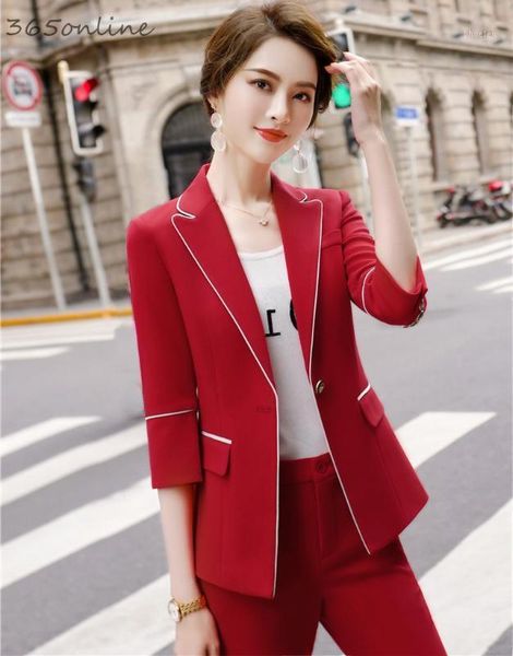 ladies office elegant red fashion uniform styles women business suits with eight-points pants and jackets ladies blazers set1, White;black
ladies office elegant red fashion uniform styles women business suits with eight-points pants and jackets ladies blazers set1, White;black