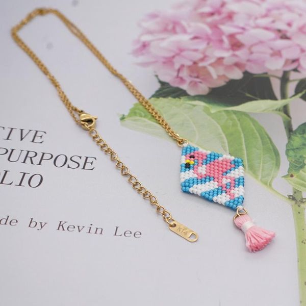 go2boho pink flamingo pendant necklace for girl miyuki seed beads woven handmade jewelry stainless steel chain necklaces women, Silver
go2boho pink flamingo pendant necklace for girl miyuki seed beads woven handmade jewelry stainless steel chain necklaces women, Silver