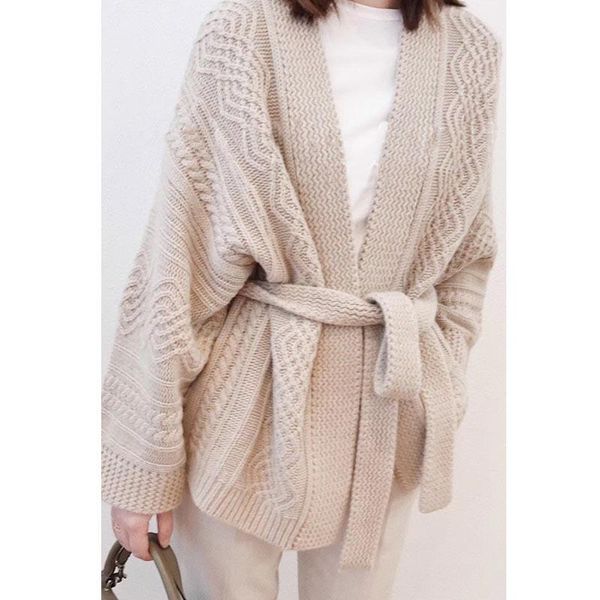 fashion oversized cardigan cashmere sweater women gentle loose belt sweater thick wool warm coat office lady 2020 autumn winter, Tan;black
fashion oversized cardigan cashmere sweater women gentle loose belt sweater thick wool warm coat office lady 2020 autumn winter, Tan;black