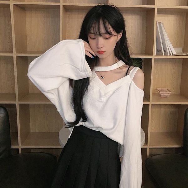 fashion off shoulder t-shirts female new korean women's clothing white loose halter collar tees hipster long sleeve ladies
fashion off shoulder t-shirts female new korean women's clothing white loose halter collar tees hipster long sleeve ladies