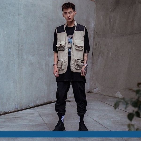 e-baihui 2021 autumn men's functional striped vest casual loose tooling jacket multi-pocket outer jacket stand-up collar vest w998, Black;white
e-baihui 2021 autumn men's functional striped vest casual loose tooling jacket multi-pocket outer jacket stand-up collar vest w998, Black;white