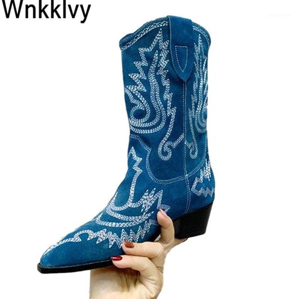 women mid calf boots autumn winter pointed toe suede embroidery chunky high heel shoes western cowboy real long booties1, Black
women mid calf boots autumn winter pointed toe suede embroidery chunky high heel shoes western cowboy real long booties1, Black