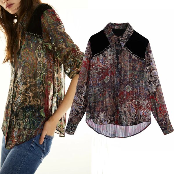 2021 new velvet patchwork chiffon blouse women vintage printed semi sheer long sleeve woman button up casual 4ke3, White
2021 new velvet patchwork chiffon blouse women vintage printed semi sheer long sleeve woman button up casual 4ke3, White