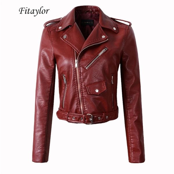 fitaylor women wine red faux leather jackets lady pu leather jacket bomber motorcycle biker pink black outerwear with belt 201226
fitaylor women wine red faux leather jackets lady pu leather jacket bomber motorcycle biker pink black outerwear with belt 201226