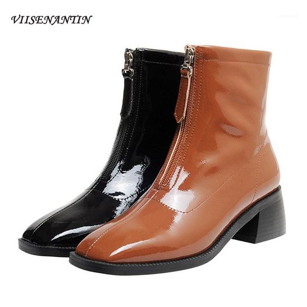 boots patent leather square toe short women's all-match thick heel fashion front zipper autumn winter mid-heel ankle boots1, Black
boots patent leather square toe short women's all-match thick heel fashion front zipper autumn winter mid-heel ankle boots1, Black