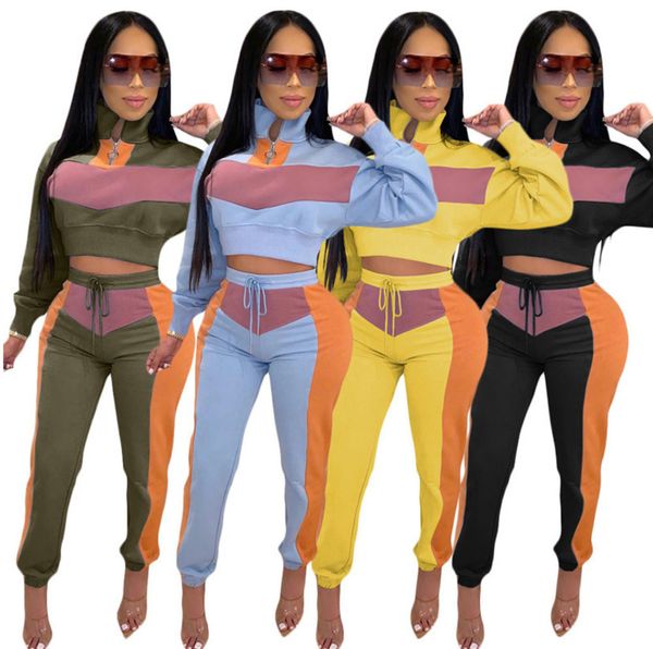 women two piece tracksuits set fashion stitching contrast color zipper t shirt long pants suit ladies street casual sportswear 2020 p697, Gray
women two piece tracksuits set fashion stitching contrast color zipper t shirt long pants suit ladies street casual sportswear 2020 p697, Gray