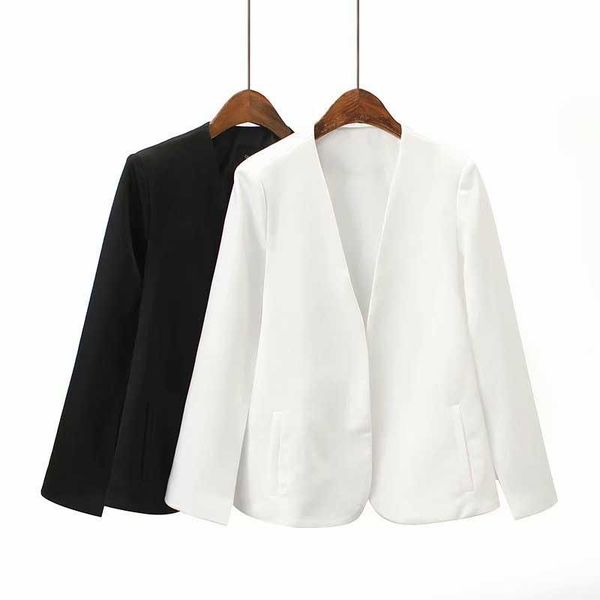 women's jackets women elegant black white v neck coat pockets office wear solid outerwear female casual chic open stitch, Black;brown
women's jackets women elegant black white v neck coat pockets office wear solid outerwear female casual chic open stitch, Black;brown