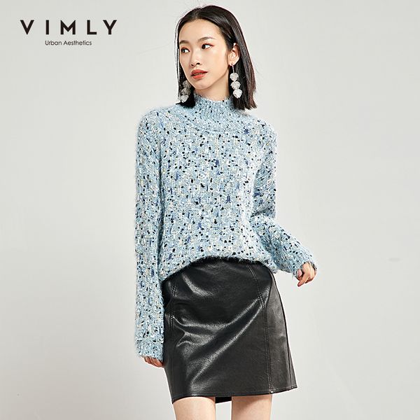 vimly women turtleneck knit sweater autumn winter fashion loose long sleeve patchwork thick vintage female pullover lj201126, White;black
vimly women turtleneck knit sweater autumn winter fashion loose long sleeve patchwork thick vintage female pullover lj201126, White;black