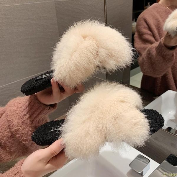 winter women warm faux fur home slippers ladies cross soft plush furry female open toe women's house shoes fashion woman slides, Black
winter women warm faux fur home slippers ladies cross soft plush furry female open toe women's house shoes fashion woman slides, Black