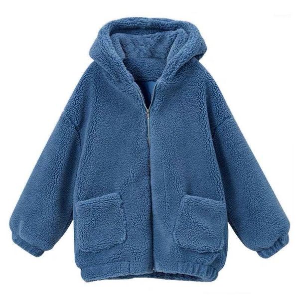 2020 winter lamb plush casual solid color zipper girl cotton clothing mid-length loose hooded plus velvet thickened women coat1, Black
2020 winter lamb plush casual solid color zipper girl cotton clothing mid-length loose hooded plus velvet thickened women coat1, Black