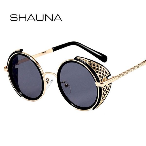 shauna retro round steampunk sunglasses women vintage punk shades men uv400, White;black 
shauna retro round steampunk sunglasses women vintage punk shades men uv400, White;black