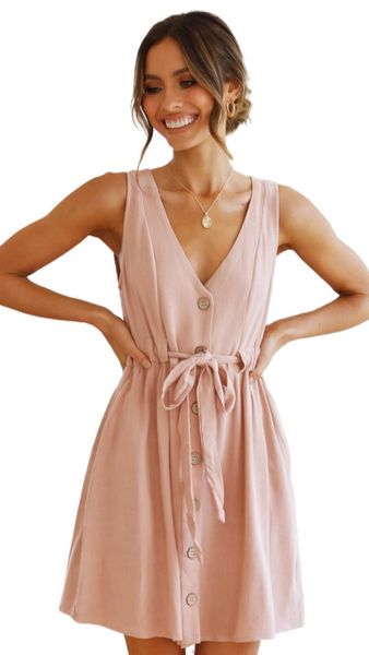 spring ladies sleeveless v-neck single breasted lace-up a-line dress summer women casual loose white dress elegantes para mujer y0118, Black;gray
spring ladies sleeveless v-neck single breasted lace-up a-line dress summer women casual loose white dress elegantes para mujer y0118, Black;gray