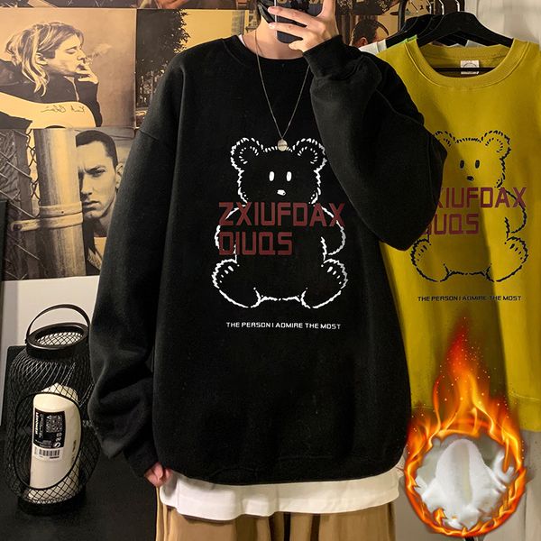 2021 printing harajuku bear with hood autumn spring plus velvet quilted male hoodie sweatshirt oversize ztte, Black
2021 printing harajuku bear with hood autumn spring plus velvet quilted male hoodie sweatshirt oversize ztte, Black