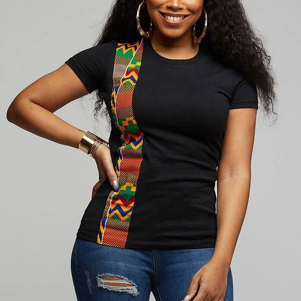 #h40 women's african print t-shirt o neck short sleeve casual tee shirt streetwear tshirt women geometrc patchwork t shirt, White
#h40 women's african print t-shirt o neck short sleeve casual tee shirt streetwear tshirt women geometrc patchwork t shirt, White