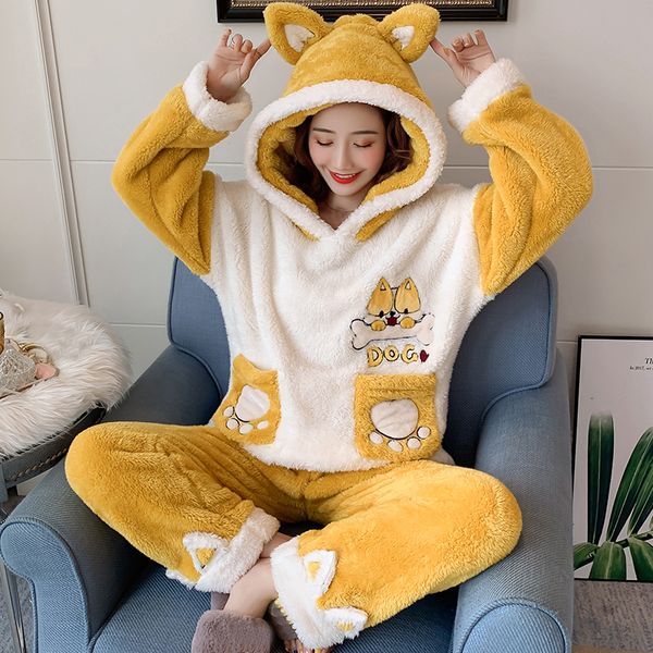 thick warm coral velvet pajamas sets for women girls sleepwear suit winter nightwear cartoon pijama mujer cute pajamas homewear 201109, Black;red
thick warm coral velvet pajamas sets for women girls sleepwear suit winter nightwear cartoon pijama mujer cute pajamas homewear 201109, Black;red