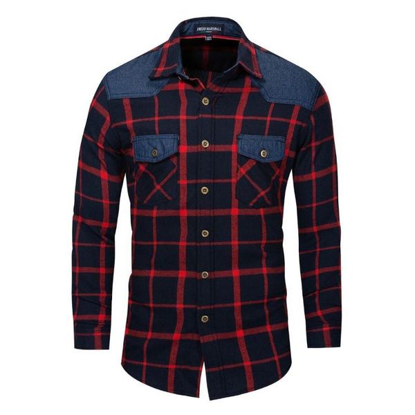 men's casual shirts men streetwear plaid 2021 fashion denim patchwork long sleeve shirt male social regular slim fit all cotton 172, White;black
men's casual shirts men streetwear plaid 2021 fashion denim patchwork long sleeve shirt male social regular slim fit all cotton 172, White;black