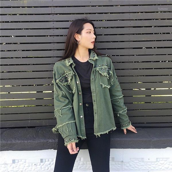 women rivet bat sleeved causal street wear loose jacket vintage denim clothing jacket1, Black;brown
women rivet bat sleeved causal street wear loose jacket vintage denim clothing jacket1, Black;brown