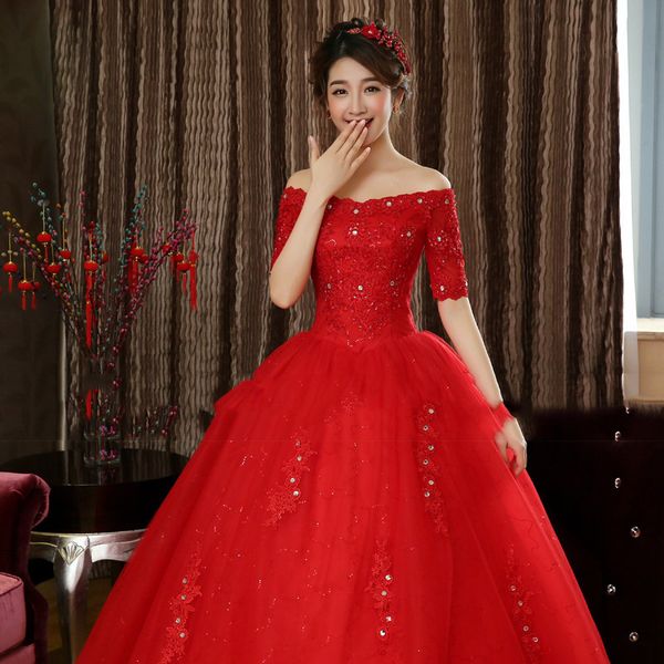 wedding dress 2022 new bridal lace sleeves shoulder-length red studio dress, White
wedding dress 2022 new bridal lace sleeves shoulder-length red studio dress, White