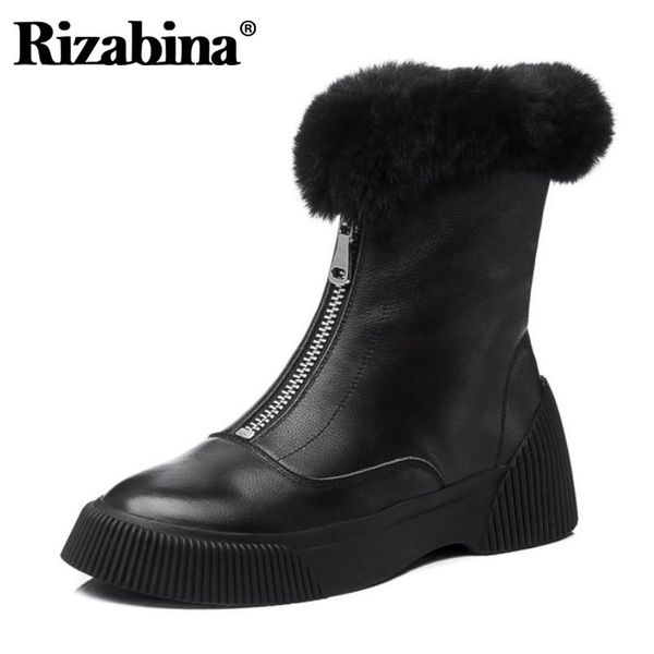 boots rizabina real leather women ankle plush fur front zipper flats shoes warm winter daily footwear size 34-39, Black
boots rizabina real leather women ankle plush fur front zipper flats shoes warm winter daily footwear size 34-39, Black