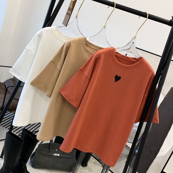 moulted short sleeve t-shirt women's embroidery small love loose korean version 2021 early spring new thickening style, White
moulted short sleeve t-shirt women's embroidery small love loose korean version 2021 early spring new thickening style, White