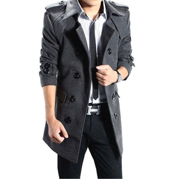 urban wool blend coat trench coat men's winter long double breasted wool thick solid color warm slim stand collar, Black
urban wool blend coat trench coat men's winter long double breasted wool thick solid color warm slim stand collar, Black