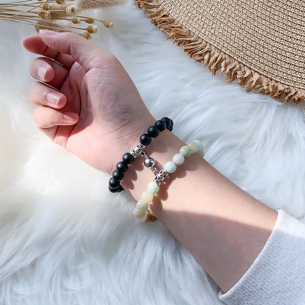 beaded strands frosted stone suction tigereye new magnet couple natural stone bracelet set, Black
beaded strands frosted stone suction tigereye new magnet couple natural stone bracelet set, Black