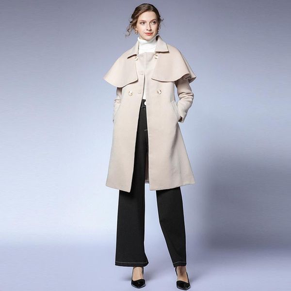 women's wool & blends female fashion coat winter socialite lapel shawl cloak double-breasted with long imitation, Black
women's wool & blends female fashion coat winter socialite lapel shawl cloak double-breasted with long imitation, Black