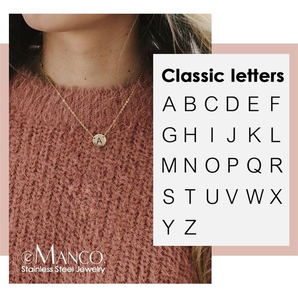 emanco initial letter pendant necklace for women 316l stainless steel necklace women trendy choker necklace jewelry y200323, Silver
emanco initial letter pendant necklace for women 316l stainless steel necklace women trendy choker necklace jewelry y200323, Silver
