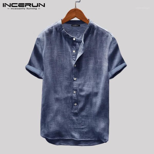 men's casual shirts incerun 2021 men solid color summer short sleeve button stand collar shirt breathable small fresh camisa masculina, White;black
men's casual shirts incerun 2021 men solid color summer short sleeve button stand collar shirt breathable small fresh camisa masculina, White;black