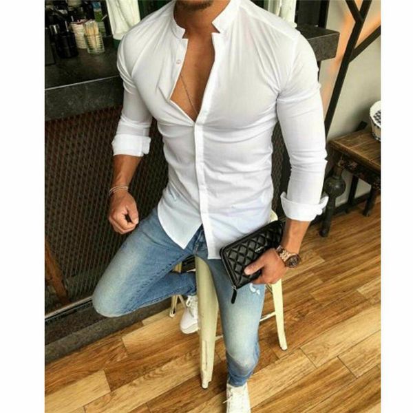 men's casual shirts slim fit v neck long sleeve solid muscle tees blouse, White;black
men's casual shirts slim fit v neck long sleeve solid muscle tees blouse, White;black
